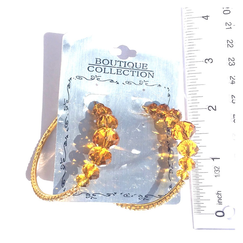 Gold crystal large hoop earrings